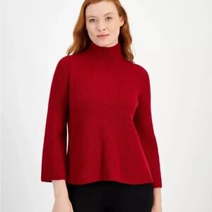 Anne Klein TITIAN RED Women's Bell-Sleeve Pullover Sweater,